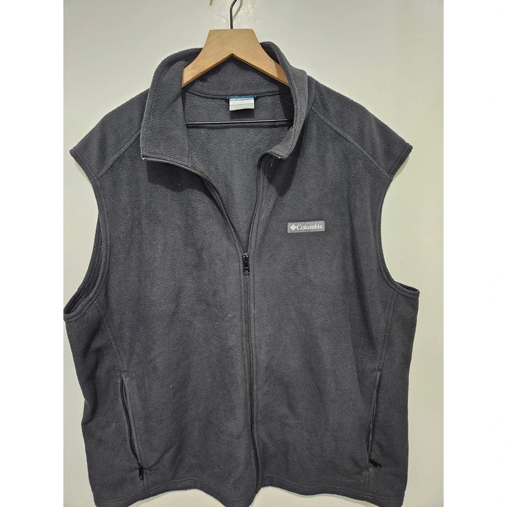 Columbia Steens Mountain Fleece Vest Mens XXL Gray Full Zip AM1535 Charcoal